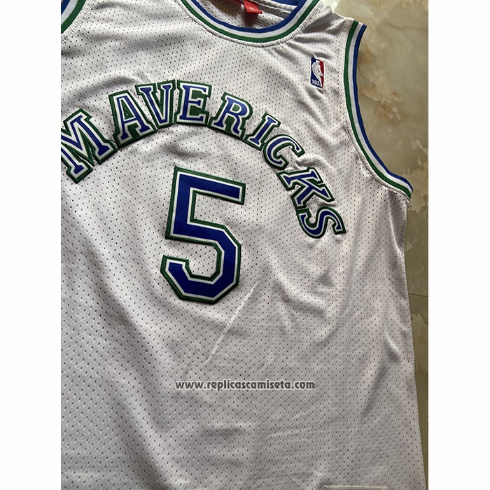 Camiseta Dallas Mavericks Jason Kidd NO 5 Mitchell & Ness 1994-95 Blanco